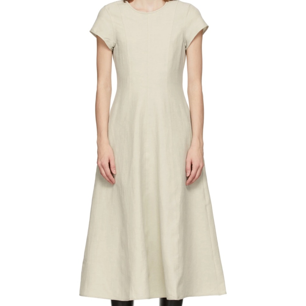 TOTÊME
Beige Stretch Linen Short Sleeve Dress